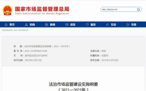市监总局印发《法治市场监管建设实施纲要》