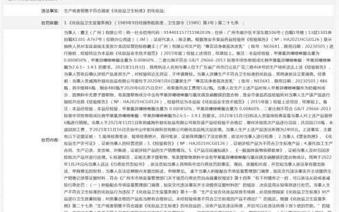 霸王因涉嫌化妆品生产不符合国家标准被罚