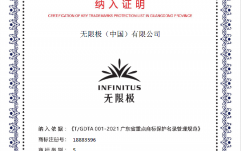 “无限极 INFINITUS”等商标入选2021年度广东省重点商标保护名录