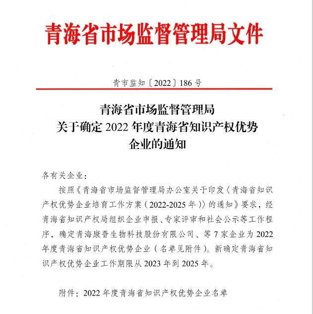 金诃藏药喜获“2022年度青海省知识产权优势企业”