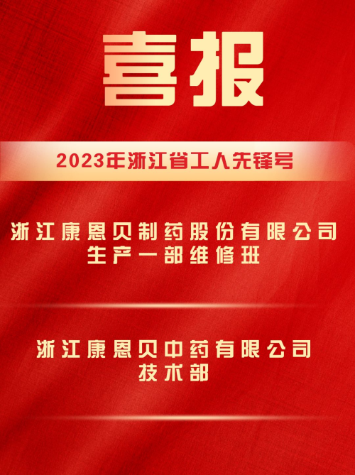 康恩贝股份2个团队获浙江省工人先锋号荣誉