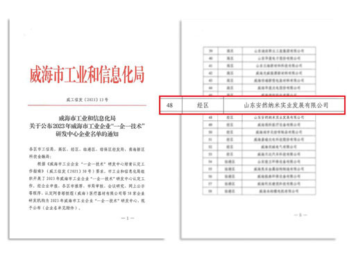 安然集团荣获“一企一技术”研发中心荣誉称号