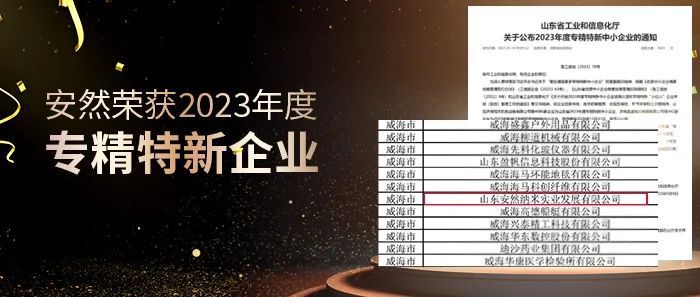 安然集团成功入选2023年度山东省“专精特新”企业