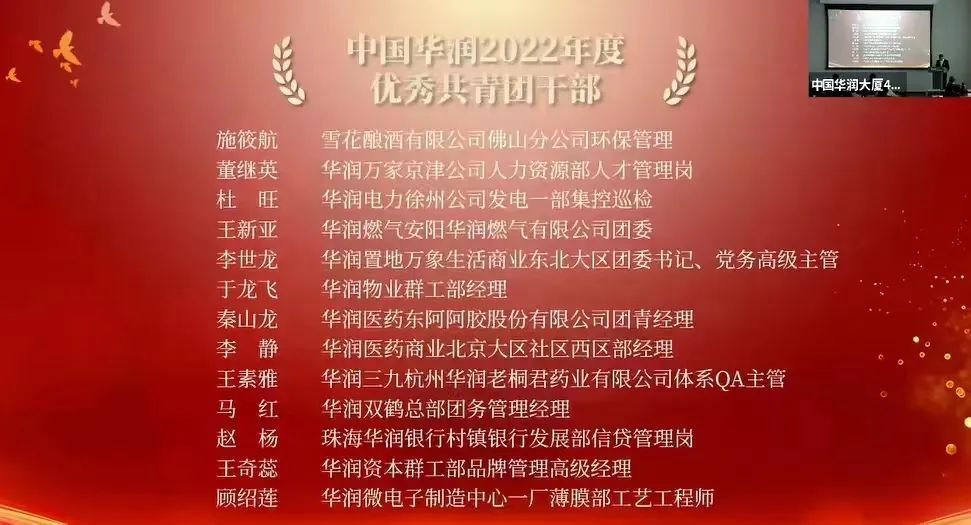 东阿阿胶荣获“中国华润2022年度青年文明号杰出集体”等荣誉