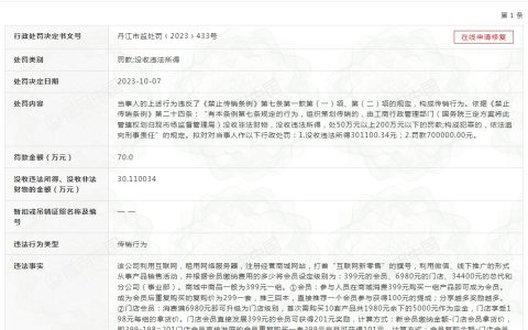 上海孝合网络科技有限公司因涉嫌传销被罚没100余万元