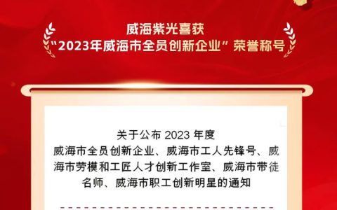 威海紫光荣获“威海市全员创新企业”荣誉称号