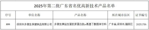 绿之韵数字化益生菌胶原蛋白肽γ-氨基丁酸固体饮料获评“广东省名优高新技术产品”