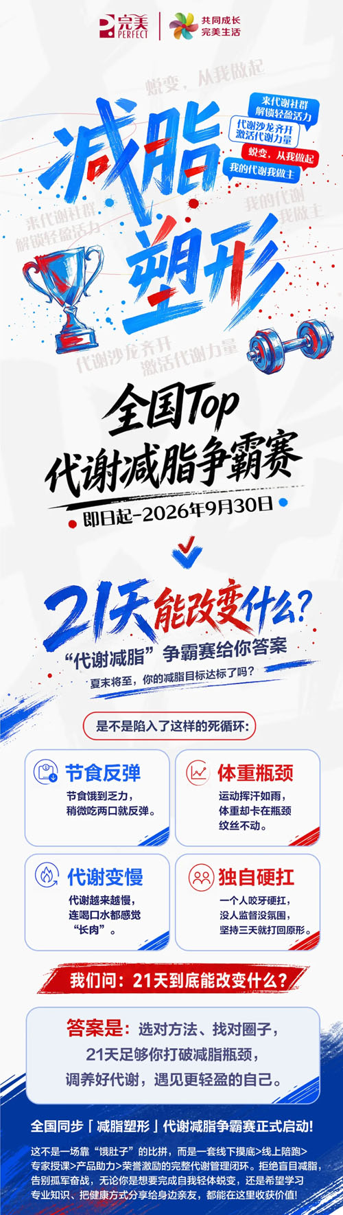 完美“减脂塑形”代谢减脂争霸赛正式开启