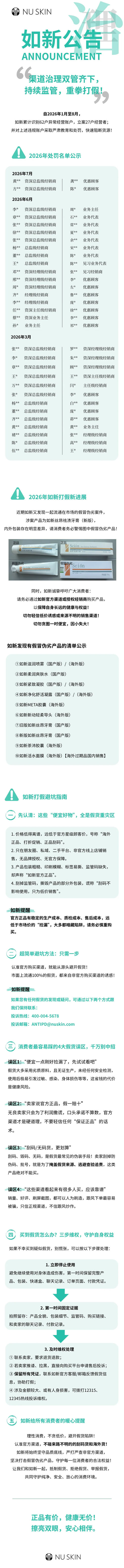 如新公告渠道治理双管齐下持续监管重拳打假